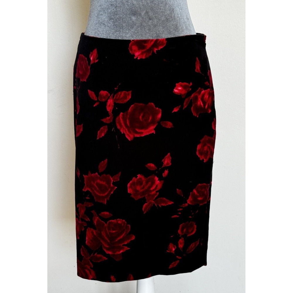Talbots Skirt 6 Velvet Roses Floral Lined Coquette Old Money Whimsigoth Classic‎ - Picture 6 of 14